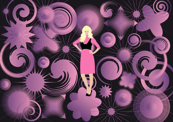 Young beautiful woman posing in pink - Vecteur, image