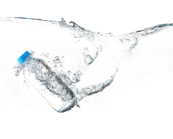Bottle of water splash on white background - Фото, зображення