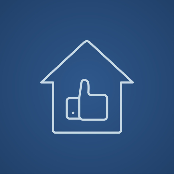 Thumb up in house line icon. - Vektor, obrázek