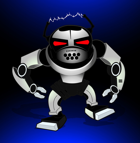 Robot ataque guerrero con ojos rojos
 - Vector, Imagen