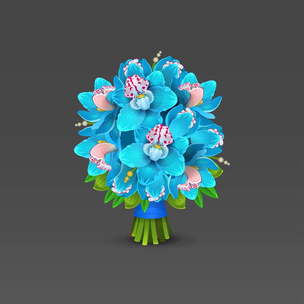 Flores de ramo de orquídea azul
 - Vector, Imagen