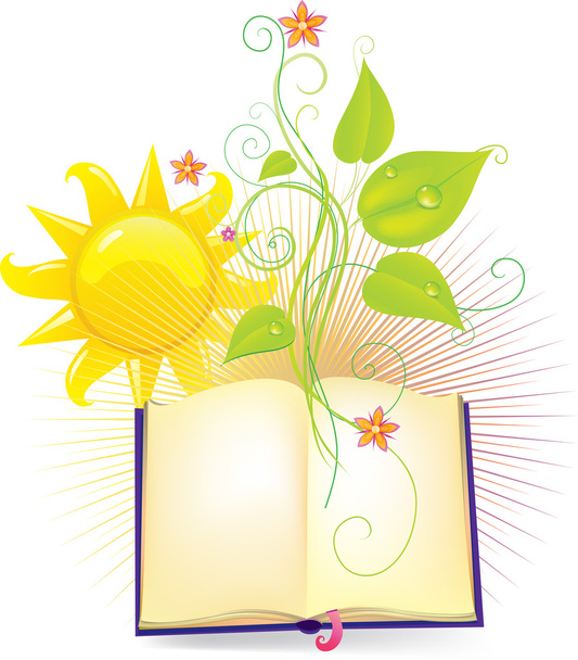 Composition with an opened book - Vector, Image