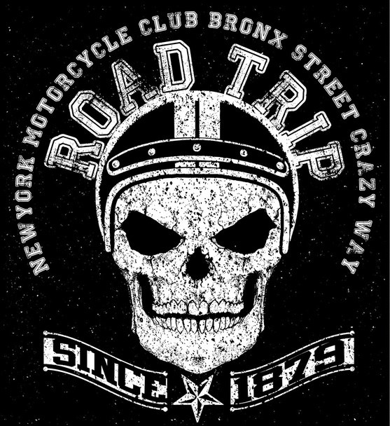 Motorcycle t shirt graphic design with skull - Vector, Image