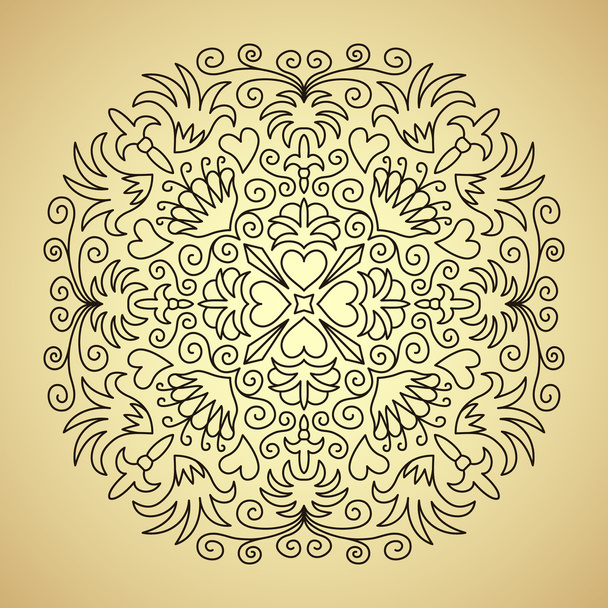 Emblema di linea con fiori e cuori
 - Vettoriali, immagini