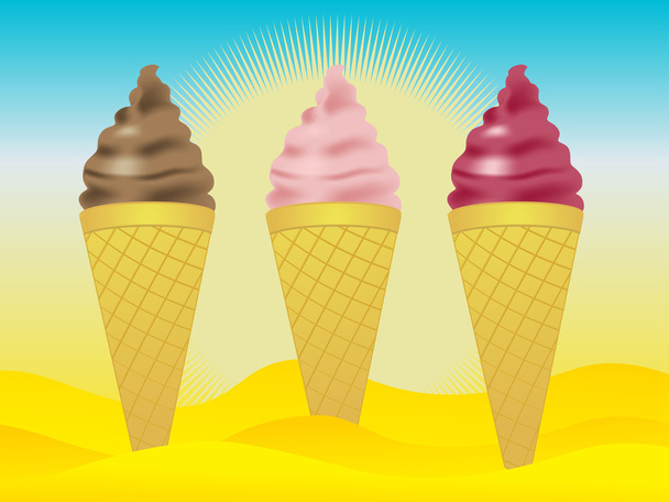 Ice creams in sand - Vector, Image