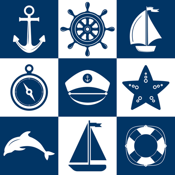 Marine symbol. Nautical design elements.  - Vettoriali, immagini