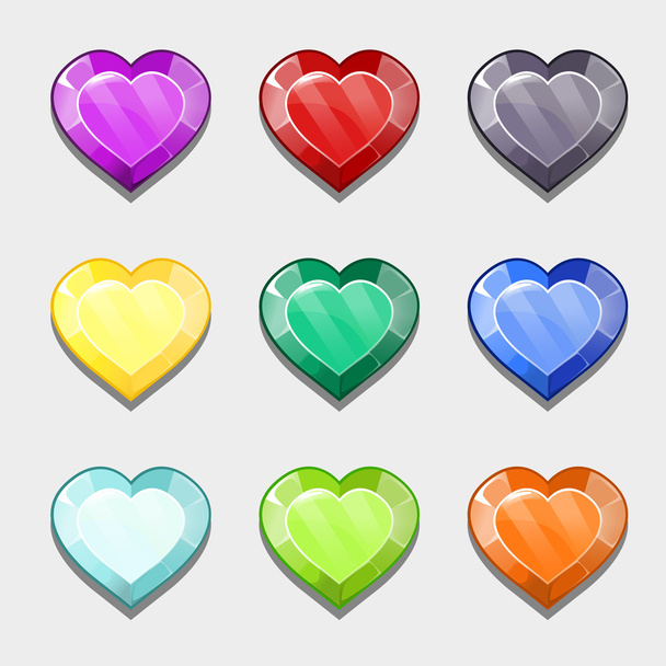 icons crystal heart_vector - Vetor, Imagem