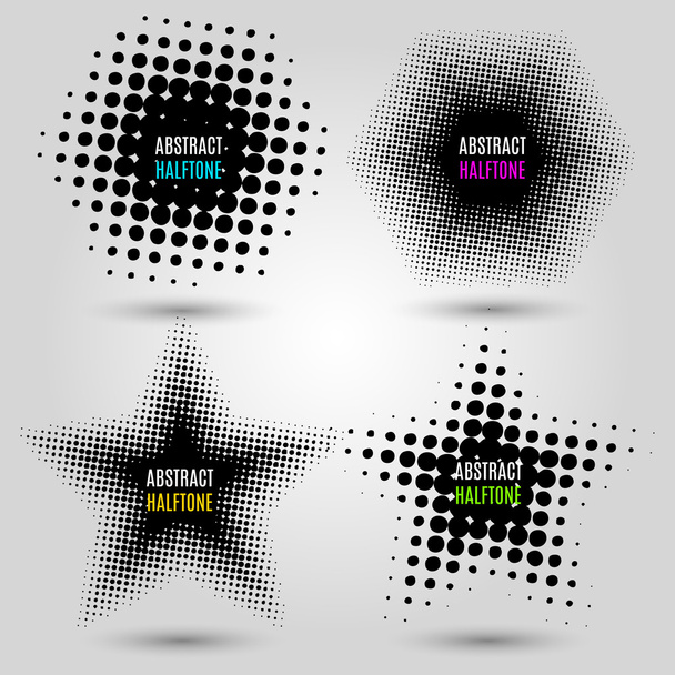 Set with abstract halftone design elements - Διάνυσμα, εικόνα
