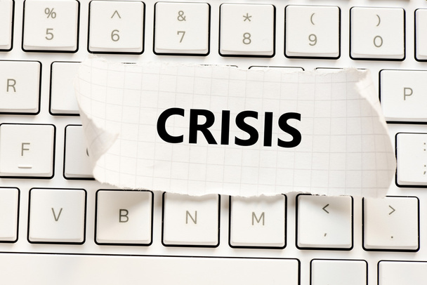 teclado com inscrição de crise
 - Foto, Imagem