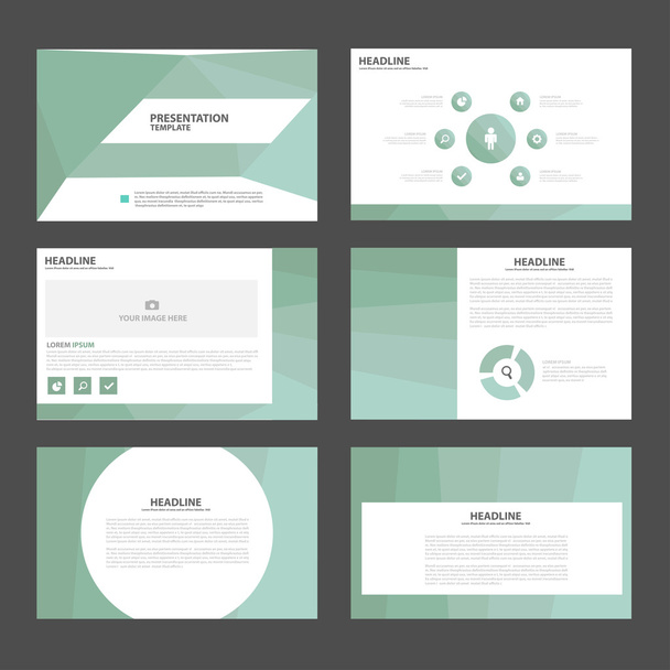 Plantillas de presentación de polígonos verdes Elementos infográficos Juego de diseño plano para folleto Folleto publicitario
 - Vector, imagen