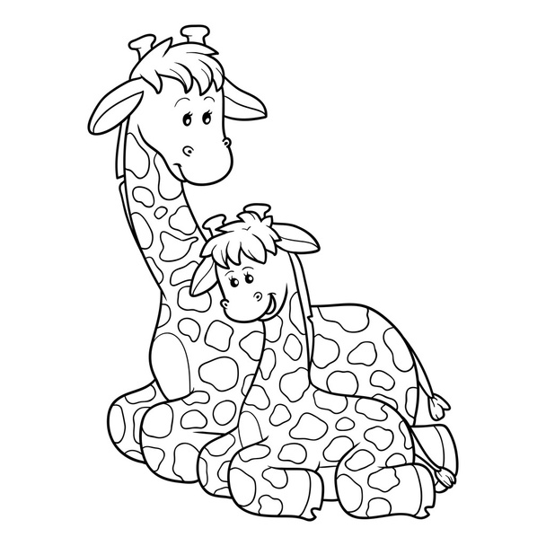 Coloring book for children (two giraffes) - Вектор, зображення