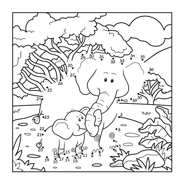 Jogo de números (dois elefantes
) - Vetor, Imagem