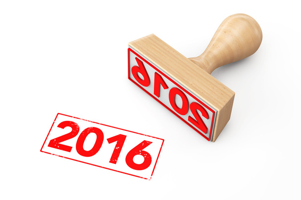 Timbro di gomma di legno con 2016 nuovo anno segno
 - Foto, immagini
