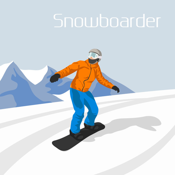 Snowboarder en las montañas
 - Vector, imagen