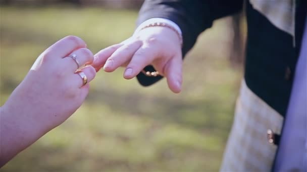 The bride wears a wedding ring groom - Кадри, відео