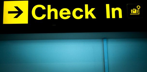 Port lotniczy informacje checkin znak światło - Zdjęcie, obraz