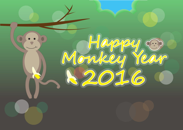 Happy Monkey Year 2016 - Vector, Image