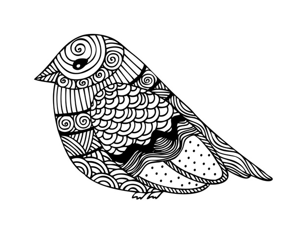 Erwachsene Malbuch Seitengestaltung mit fantastischem Vogel - Vektor, Bild