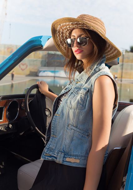 Beautiful hipster girl in sunglasses - Photo, Image