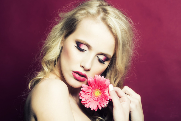 Sexy woman with flower - Foto, Imagem