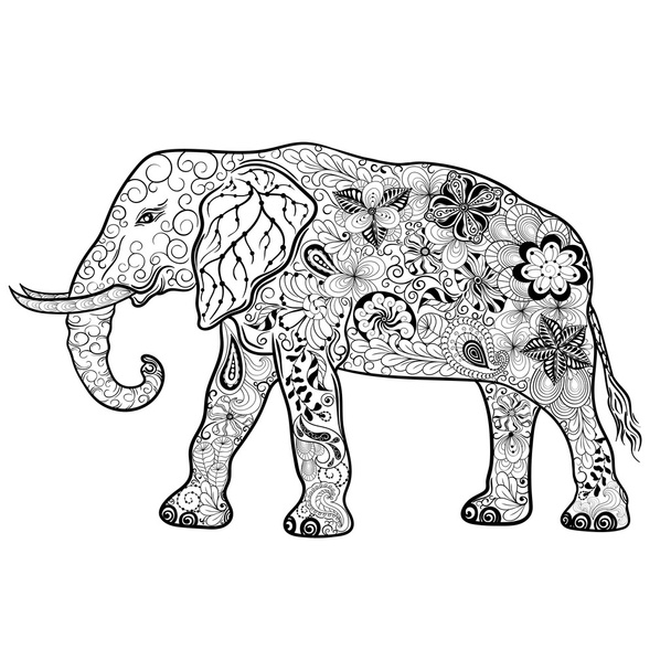 Elephant  doodle illustration - Vector, Image