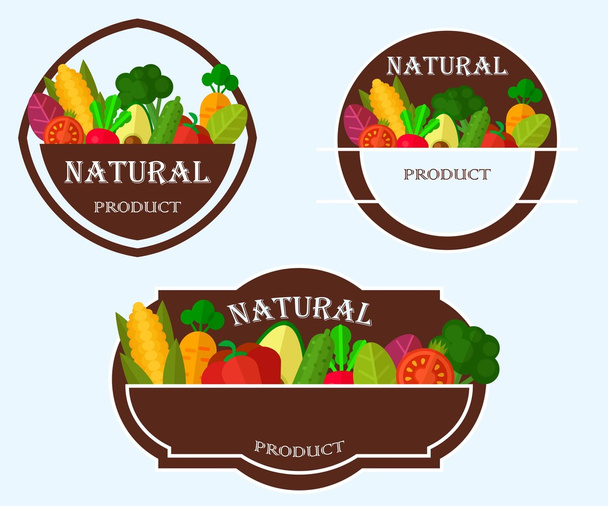 Set of Fresh Organic Labels and Elements - Vector, Image