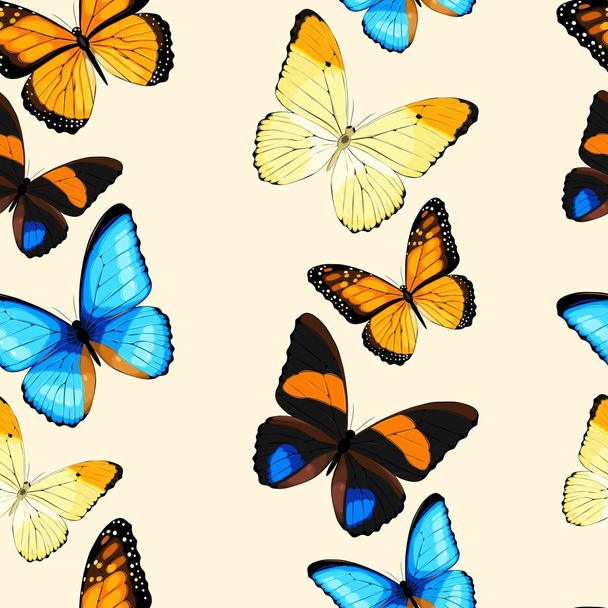 Μπλε πεταλούδες άνευ ραφής - Διάνυσμα, εικόνα
