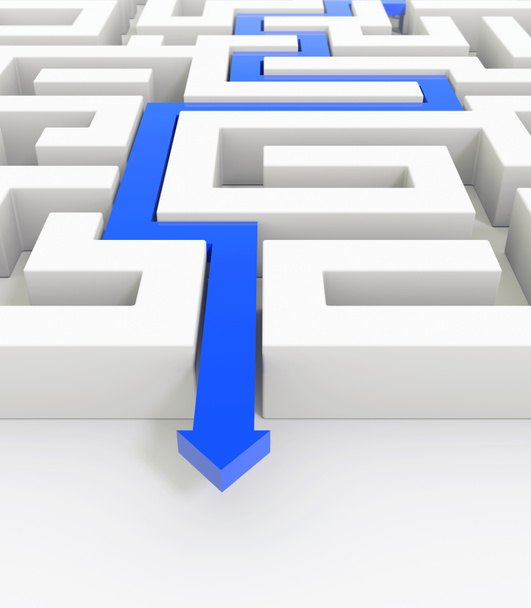 Blue arrow leads through a maze - Photo, Image