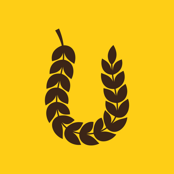 Logotipo de letra U formado por corona de laurel
 - Vector, imagen