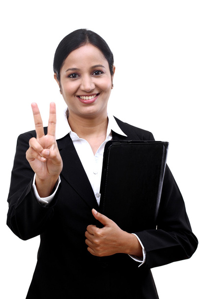 Young businesswoman holding file - Φωτογραφία, εικόνα