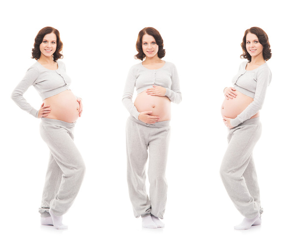 Pregnant woman isolated on white (collection) - Foto, Imagem