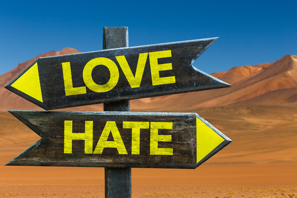 Love - Hate wegwijzer - Foto, afbeelding