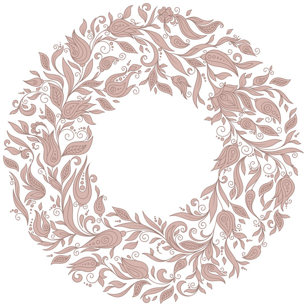 Hand Drawn Ornament with Floral Wreath - Διάνυσμα, εικόνα