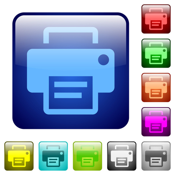 Botões quadrados de impressora colorida
 - Vetor, Imagem