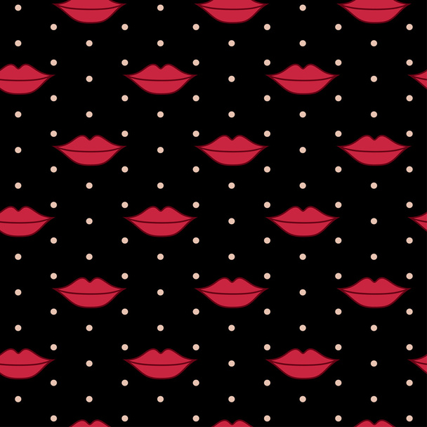 Векторный бесшовный узор с красными губами
 - Вектор,изображение