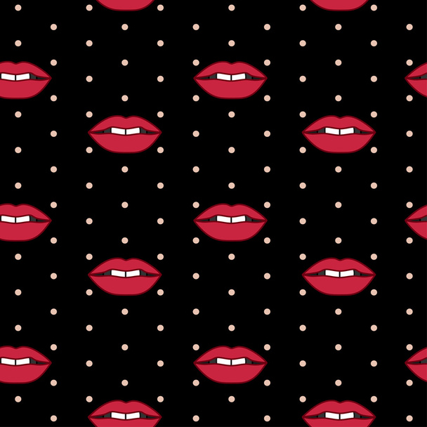 Vector seamless pattern with red lips - Vector, afbeelding