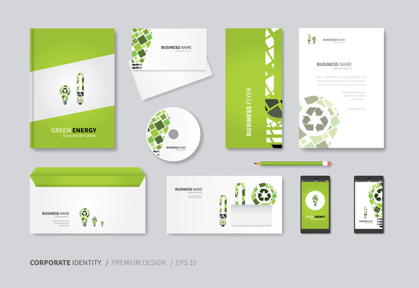 green recycle energy business set - Vector, Image