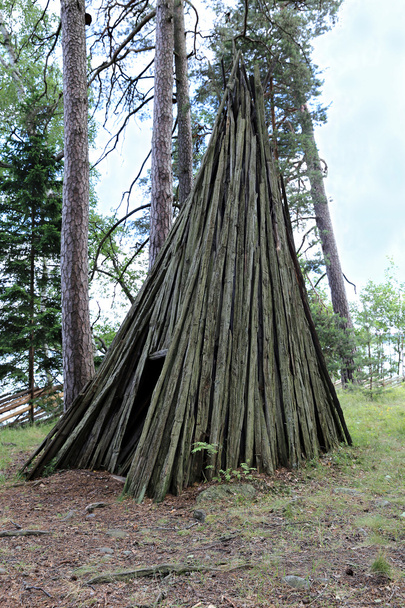 Старая традиционная хижина в лесу
 - Фото, изображение