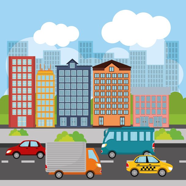 Cars in the city - Vector, Image
