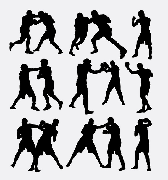 Boxe combate duelo silhuetas
 - Vetor, Imagem