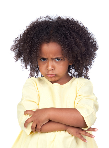wütendes kleines Mädchen mit schöner Frisur - Foto, Bild