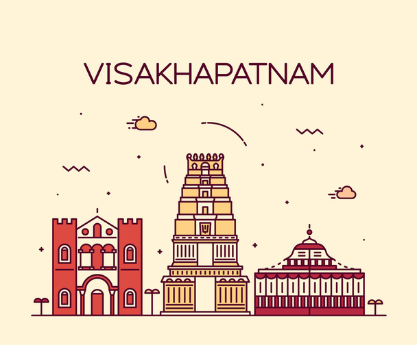 Visakhapatnam skyline vector lineal estilo
 - Vector, Imagen
