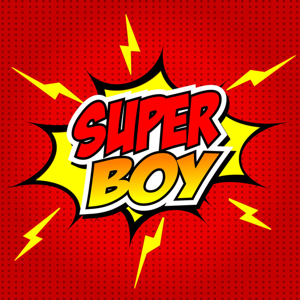 Superboy φούσκα ομιλία του κόμικ, κινούμενα σχέδια. - Διάνυσμα, εικόνα