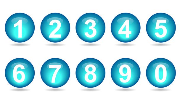collection of numbers - Aqua spheres. - Vector, Image