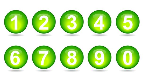 collection of numbers - Green spheres. - Vector, Image