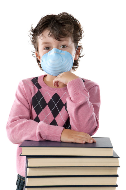 Niño estudiante infectado con gripe A
 - Foto, imagen