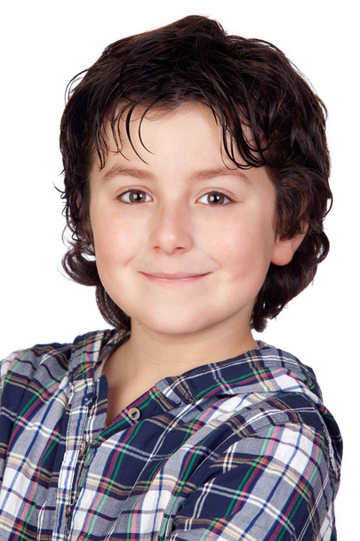 Kockás, mosolygós gyermek póló - Fotó, kép