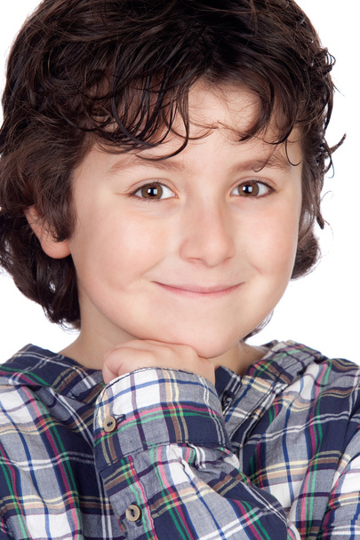 Smiling child with plaid t-shirt - Fotó, kép