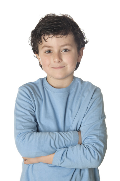 Funny child with blue shirt - Foto, Imagen