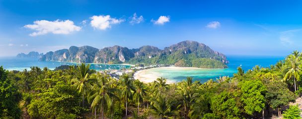 緑豊かな熱帯の島: ピピ島ドン、タイ. - 写真・画像